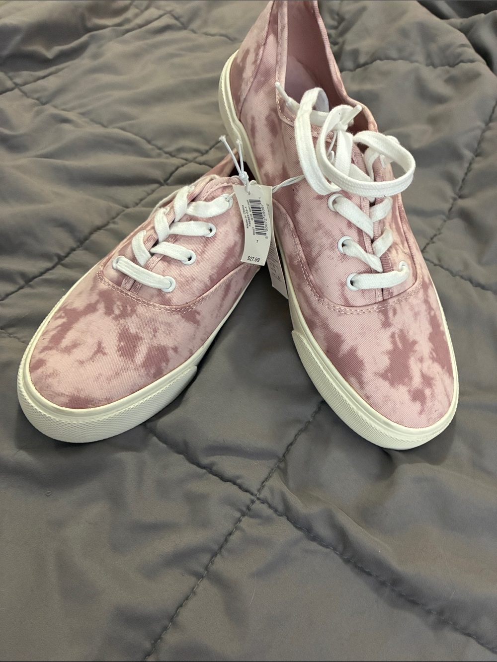 Old Navy Pink Tie-Dye Canvas Lace-Up Sneakers - White Soles